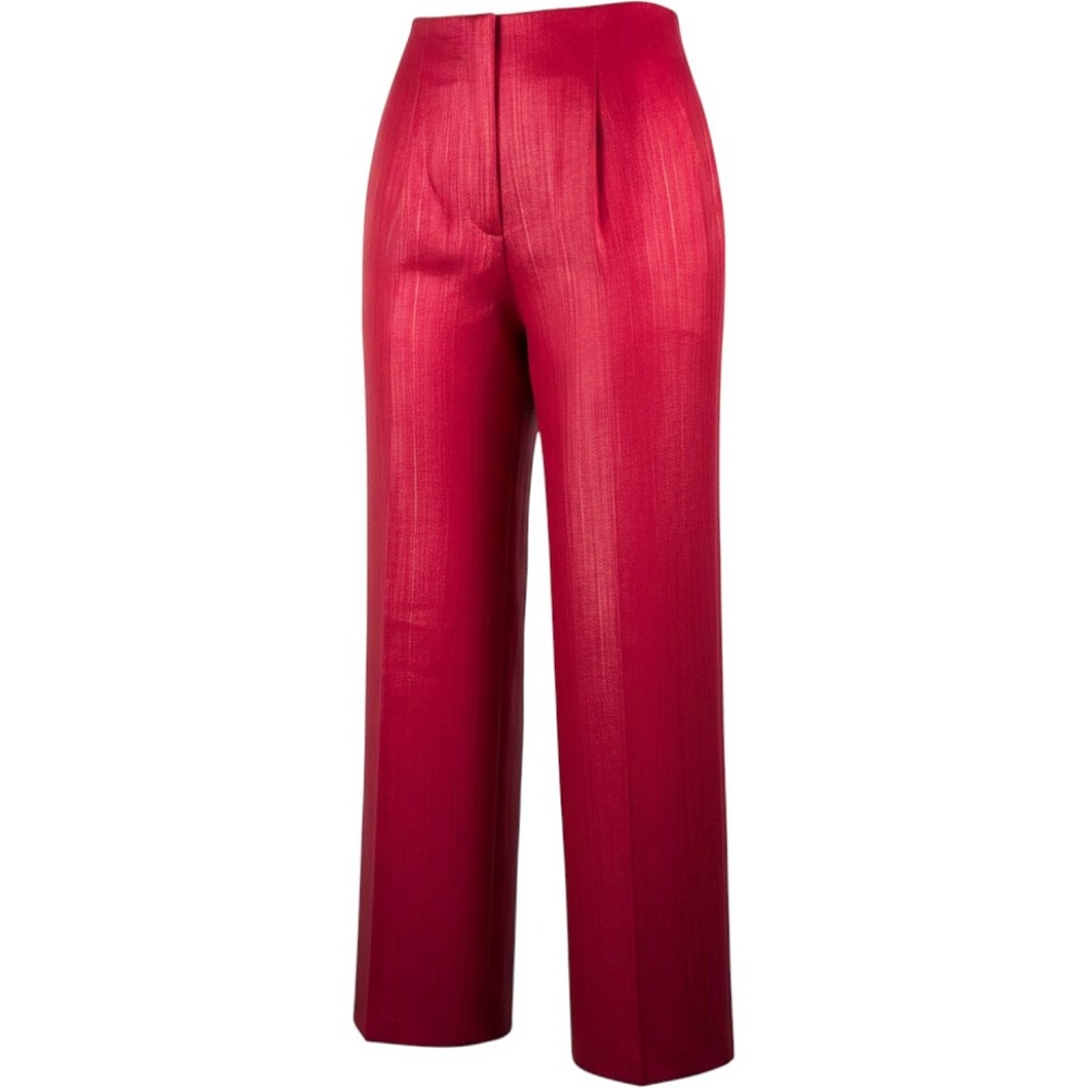 Zara Wide Leg‎ Pants sz M Red Metallic High Rise Pleated Trousers cocktail